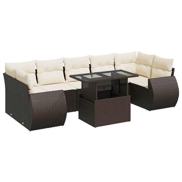 vidaXL Salon de jardin 8 Pièces avec coussins marron résine tressée