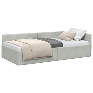 vidaXL Cadre de lit d'angle Gris clair 90 x 190 cm Velours