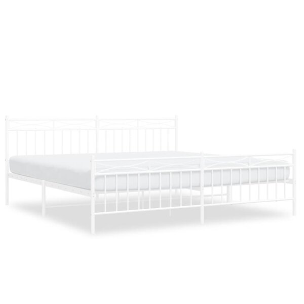 vidaXL Cadre de lit métal avec tête de lit/pied de lit blanc 200x200cm