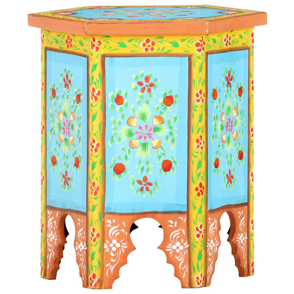 vidaXL Table d'appoint peinte à la main multicolore 38x33x42 cm