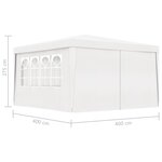 Vidaxl tente de réception avec parois latérales 4x4 m blanc 90 g/m²