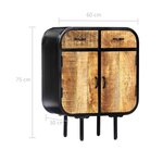 vidaXL Buffet 60x30x75 cm Bois de manguier massif et fer