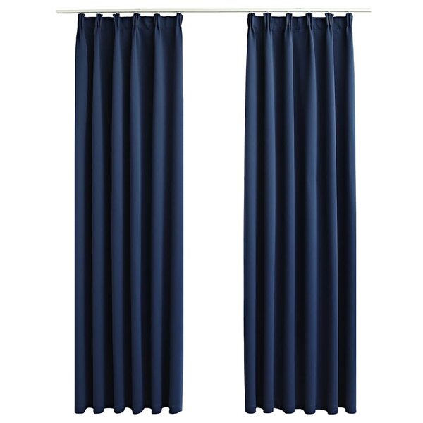 vidaXL Rideaux occultants avec crochets 2 Pièces Bleu 140x175 cm