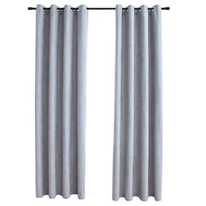 vidaXL Rideaux occultants avec anneaux en métal 2 Pièces Gris 140x175 cm