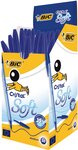 Bte 50 Stylo Bille CRISTAL SOFT Pte Moyenne 1,2 mm, Easy Glide Beu BIC