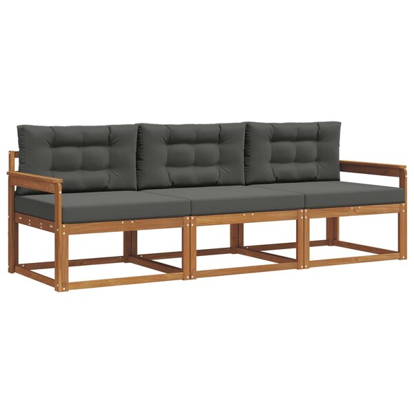 vidaXL Ensemble de canapés d'extérieur 3 pc Naturel et Anthracite