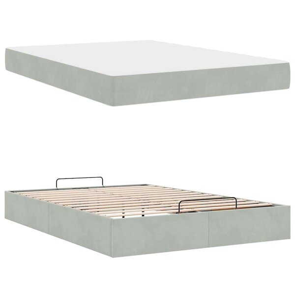 vidaXL Cadre de lit avec matelas Gris clair 140 x 200 cm Velours