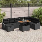 vidaXL Ensemble de canapé de jardin 9 Pièces Noir polyrotin