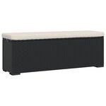 vidaXL Banc pouf avec coussin noir 110x30x40 cm résine tressée