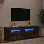 vidaXL Meuble TV avec lumières LED Chêne fumé 120x35x40 cm