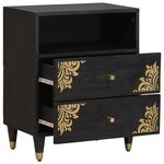 vidaXL Cabinet de chevet Noir 50 x 33 x 62 cm Bois de mangue massif