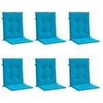 vidaXL Coussins de chaise de jardin à dossier bas lot de 6 bleu