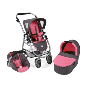 Bayer Chic 2000 637-41 - Poussette pour poupées  3 en 1 EMOTION - anthracite-rose