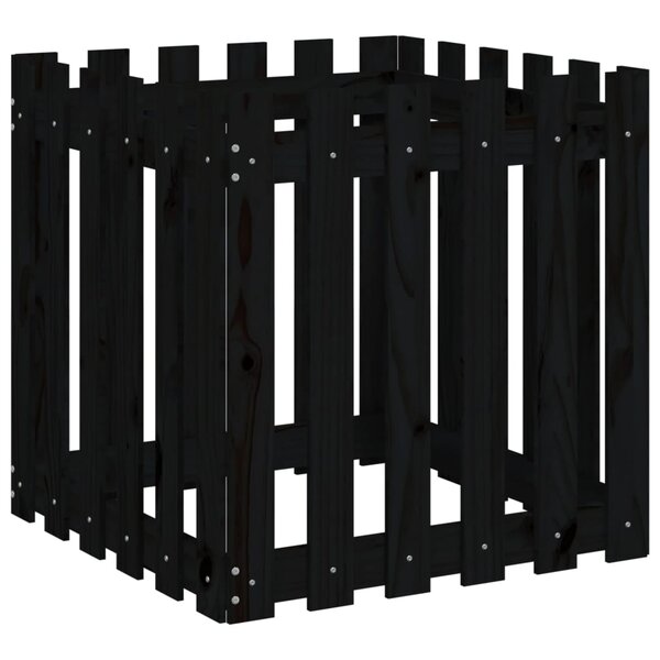 vidaXL Jardinière avec design de clôture noir 60x60x60 cm pin massif