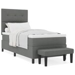 vidaXL Lit à Sommier avec Matelas & Banc Gris Foncé 90x190 cm Tissu