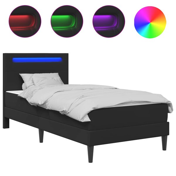 vidaXL Cadre de lit avec bandes LED Noir 100 x 200 cm Simili cuir