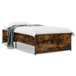 vidaXL Cadre de lit chêne fumé 90x200 cm bois d'ingénierie et métal