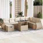 vidaXL Salon de jardin avec coussins 9 Pièces beige résine tressée