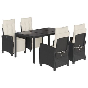 vidaXL Ensemble à manger de jardin coussins 5Pièces Noir Résine tressée