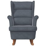vidaXL Fauteuil à bascule à oreilles en velours gris foncé bois massif