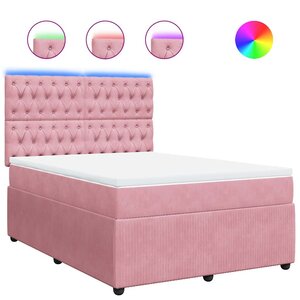 vidaXL Sommier à lattes de lit avec matelas Rose 140x190 cm Velours