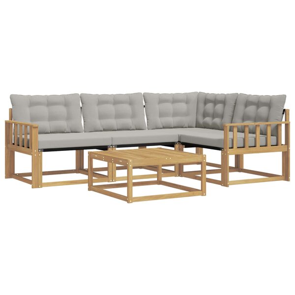 vidaXL Ensemble de canapés d'extérieur 5 pc Blanc et gris clair
