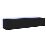 vidaXL Meubles TV muraux avec lumières LED 2 Pièces noir 80x35x31 cm