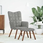 vidaXL Fauteuil relax avec tabouret en velours gris clair