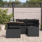 vidaXL Ensemble de canapé de jardin 5 Pièces Noir Poly rotin