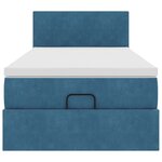 vidaXL Cadre de lit ottoman avec matelas bleu foncé 90x200 cm velours