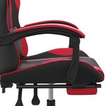 vidaXL Chaise de jeu pivotante et repose-pied Noir et rouge Similicuir