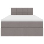 vidaXL Lit avec rangement et LED avec matelas Taupe 120 x 190 cm tissu