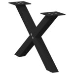 vidaXL Pieds de table basse en forme de X  2 pièces  noir  60 x (30-31) cm  acier