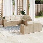 vidaXL Salon de jardin avec coussins 7 Pièces beige résine tressée