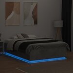 vidaXL Cadre de lit avec LED sans matelas gris béton 120x190 cm