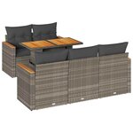 vidaXL Salon de jardin avec coussins 6 Pièces gris résine tressée acacia