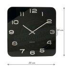 Horloge carrée vintage en verre 35 cm noir