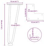 vidaXL Pieds en épingle à cheveux pour table basse 4 pièces Acier naturel 30 cm Acier massif