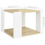 vidaXL Table basse Chêne sonoma et blanc 40x40x30 cm Bois d'ingénierie