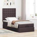 vidaXL Cadre de lit ottoman avec matelas marron foncé 100x200 cm tissu