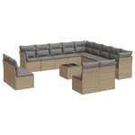 vidaXL Salon de jardin avec coussins 14 Pièces beige résine tressée