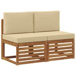 vidaXL 2 Pièce Sofa de milieu extérieur Bois d'Acacia Massif Naturel
