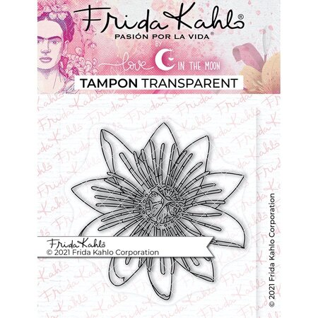 Tampon transparent - Fleur Passiflore 2- 9 5 x 6 5 cm