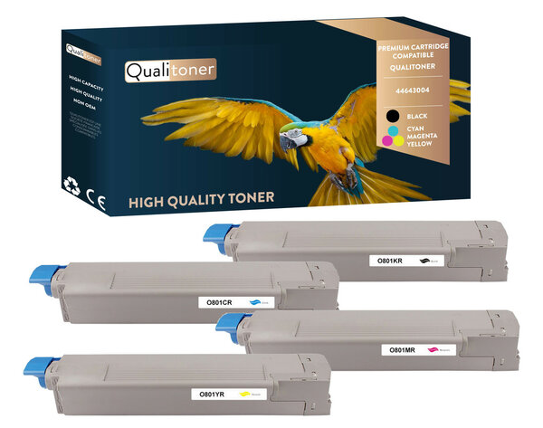 Qualitoner x4 toners 44643004 (noir + cyan + magenta + jaune) compatible pour oki