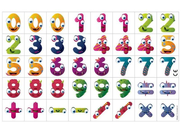 Plaquette d'aimants KIDY board 30 Chiffres 25 x 25 mm et 10 Signes MAPED