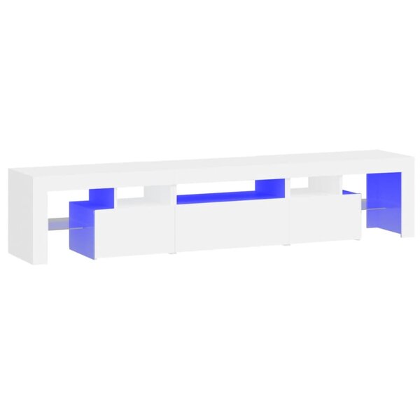 vidaXL Meuble TV avec lumières LED Blanc 200x36 5x40 cm