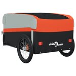 vidaXL Remorque de vélo noir et orange 45 kg fer