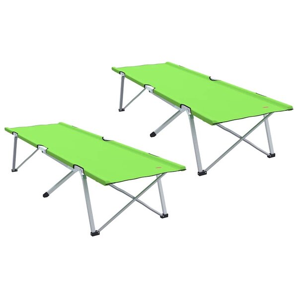 vidaXL Lit de camping pliant 2 Pièces Vert foncé 62 x 194 x 42 cm
