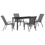 vidaXL Ensemble de salle à manger pour jardin 5 Pièces Gris et Noir
