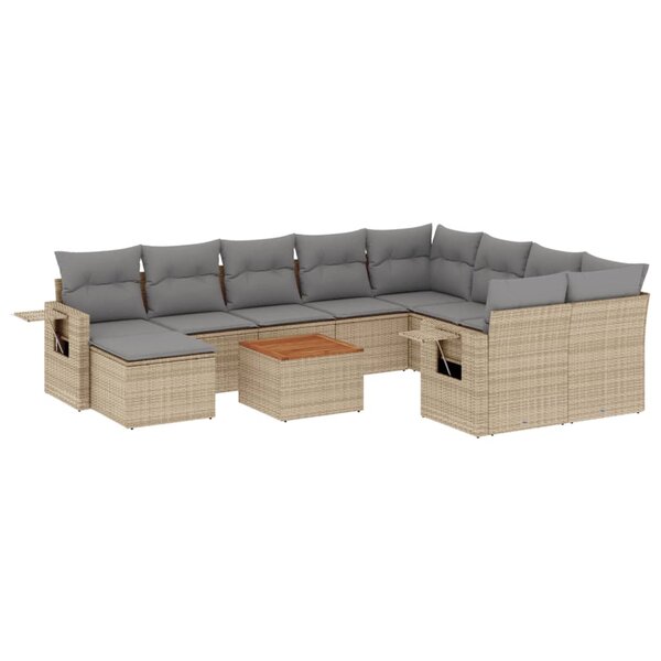 vidaXL Salon de jardin et coussins 11 Pièces mélange beige résine tressée
